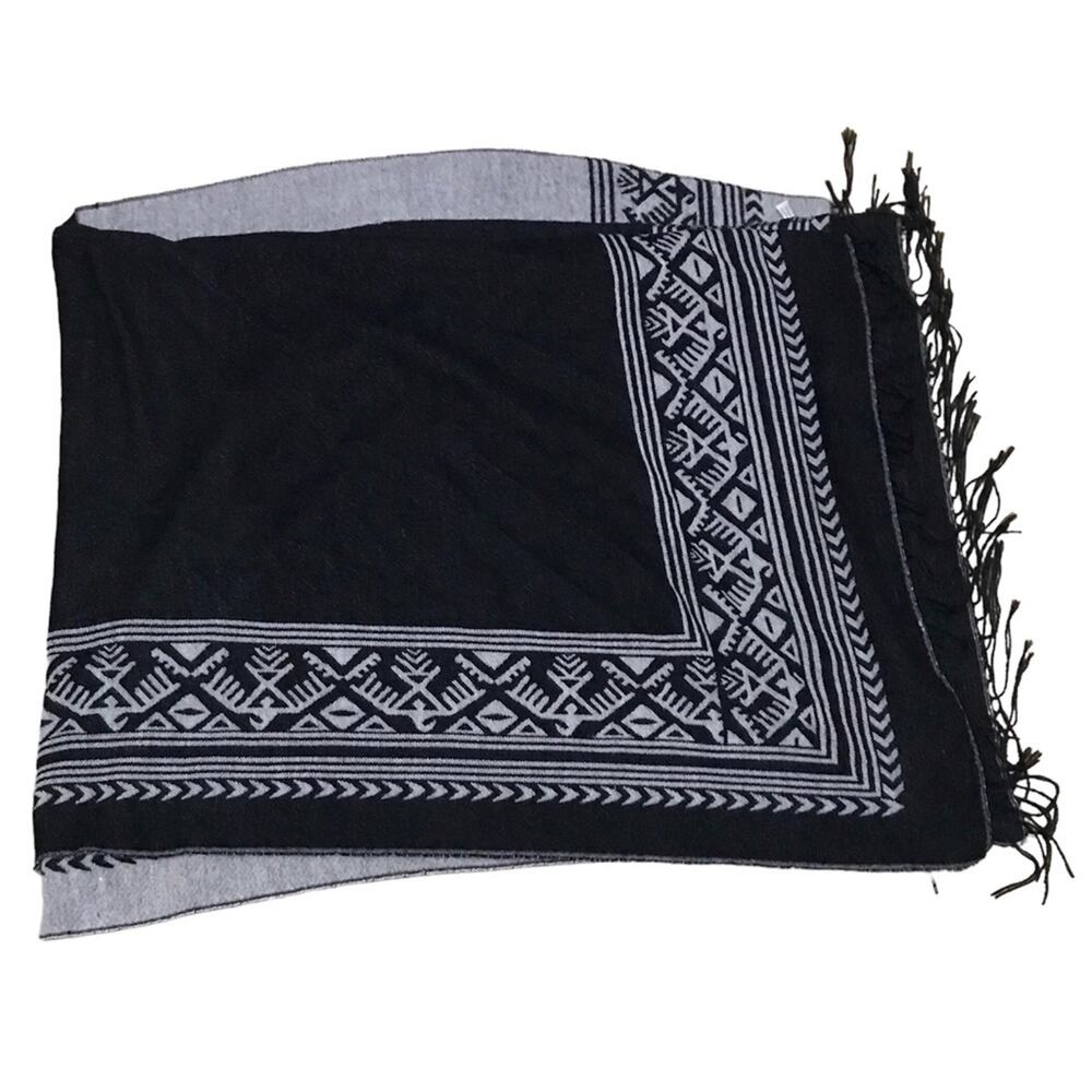 Black and Grey Cardishawl Poncho Shawl One Size